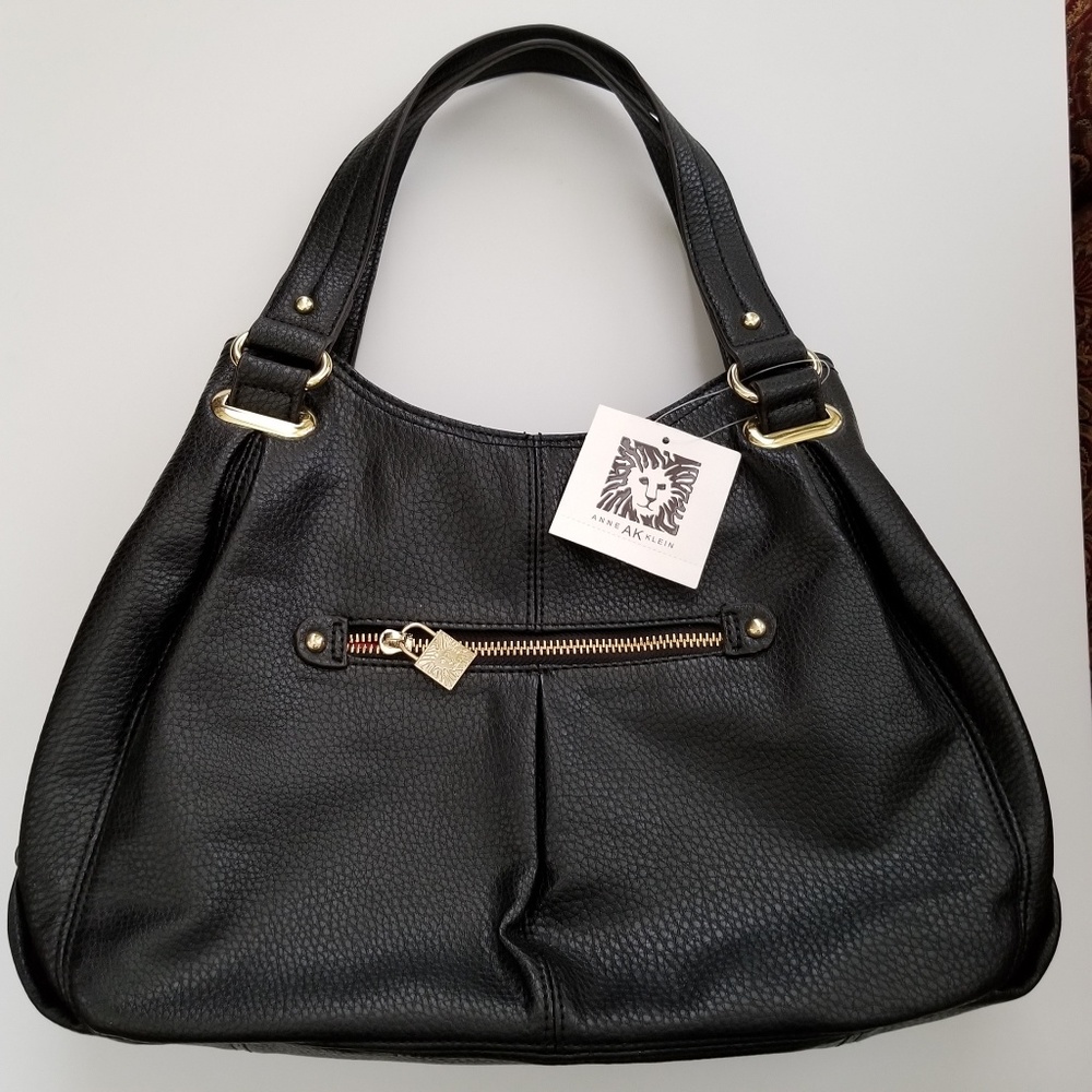 Anne Klein Black Trinity Satchel Handbag NWT